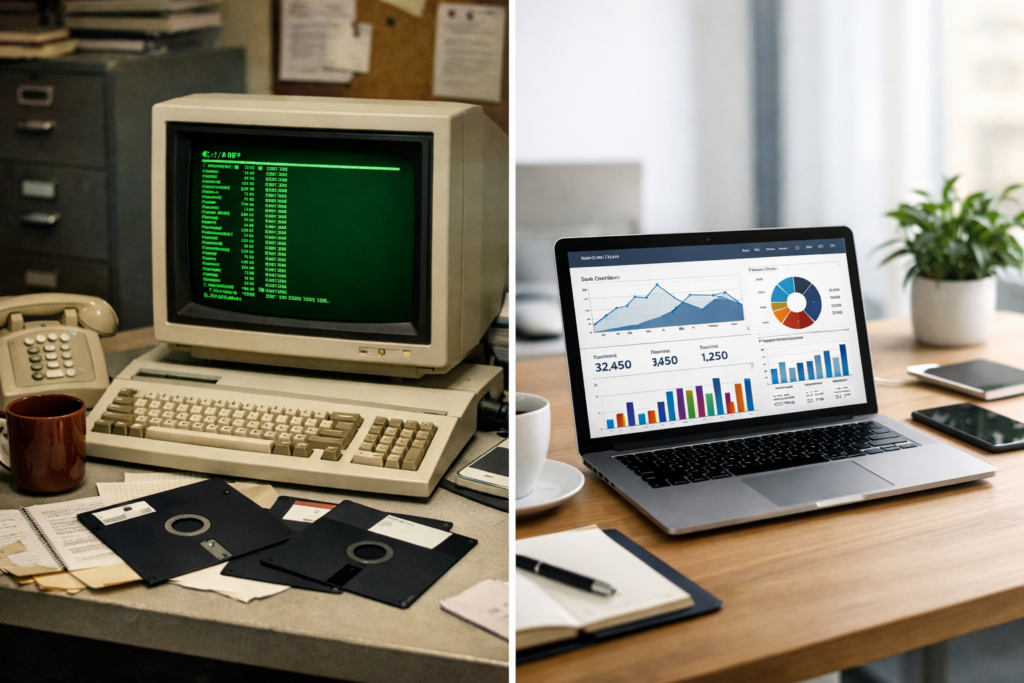 Office evolution_ then vs. now
