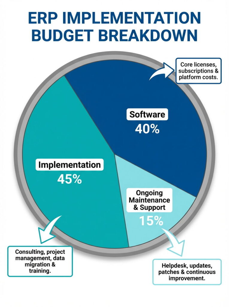 ERP implementation cost breakdown chart
